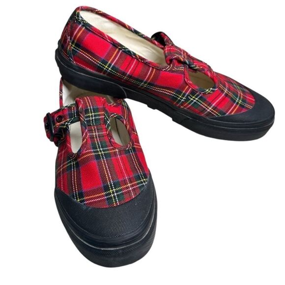 New women's size 5 VANS style 93 Mary Janes red black plaid Rare - Picture 1 of 9